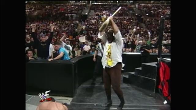 Mankind vs Ken Shamrock vs The Big Bossman retain the WWF Hardcore Championship