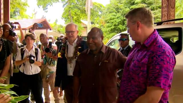 Anthony Albanese receives traditional welcome in Wewak
