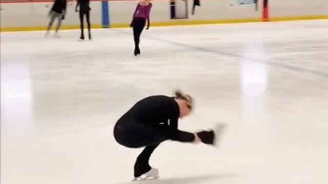 Woman Does Phenomenal Figure Skating Tricks