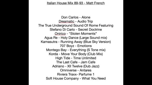 Italian House Mix 1989 - 1993