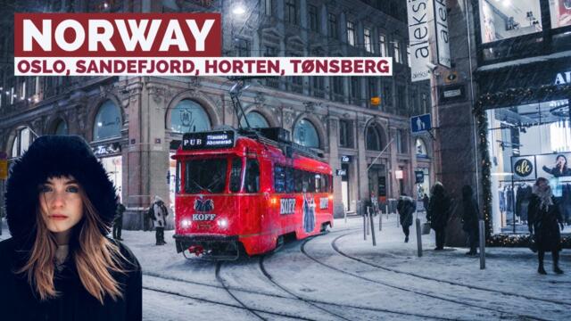 Norway 🇳🇴- Tønsberg, Oslo, Sandefjord & Horten -  Snow Walk - 4K HDR - Walking Tour