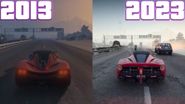 GTA V 2013 VS 2023 - Vanilla Graphics vs Modded Graphics - XBOX vs PC Gameplay Comparison video #2