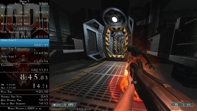 Doom 3 - Any% Nightmare Speedrun in 1:00:40 (time without loads)