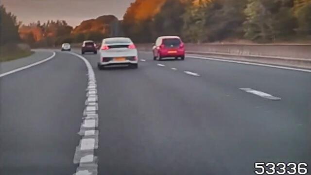 Footage captures moment driver travels wrong way on M65 during high-speed police pursuit near Burnley