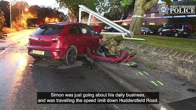 Watch moment two cars are seen racing each other before crashing and killing Yorkshire man