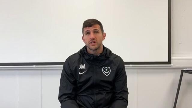 Pompey boss John Mousinho MK Dons presser