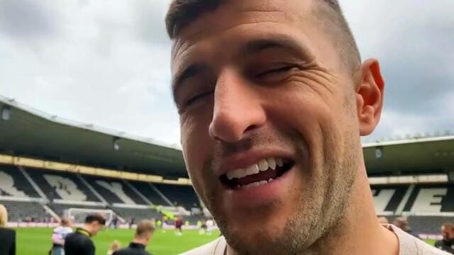 Watch: Portsmouth head coach John Mousinho's reaction to draw at Derby