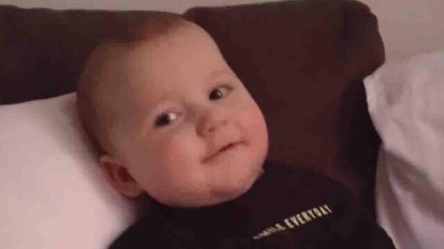 11-month-old baby boy asks about dad after he had left for work