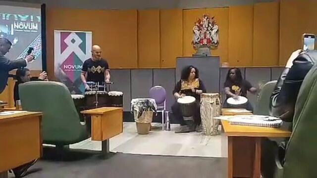 Ladies of Midnight Blue perform at the opening of Newcastle City Council's new Novum culture festival