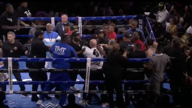 Un combat entre Mayweather et le petit-fils d’un gangster termine en bagarre générale avec le public