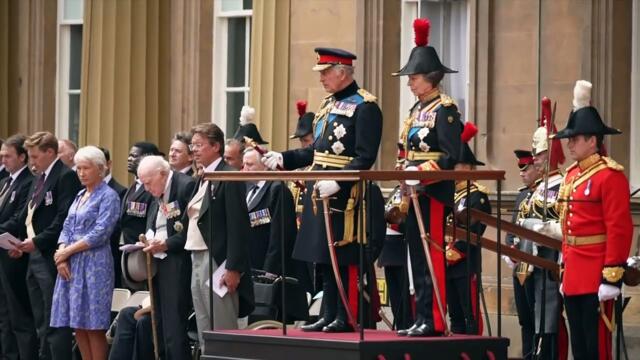 King and Princess Anne present new Sovereign Standard