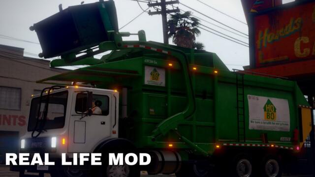 Garbage Truck Simulator- GTA 5 Real Life Mod #garbagetruck
