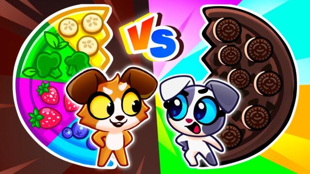 🖤 Black Chocolate Pizza vs Pink Pizza 💖 Kids Challenge 😊 Purr-Purr