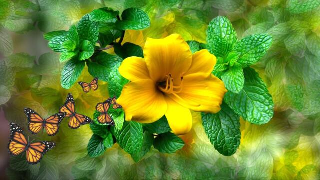 🌻🌞 Слънчеви цветя и пеперуди ... (Music by Sergey Grischuk) 🦋
