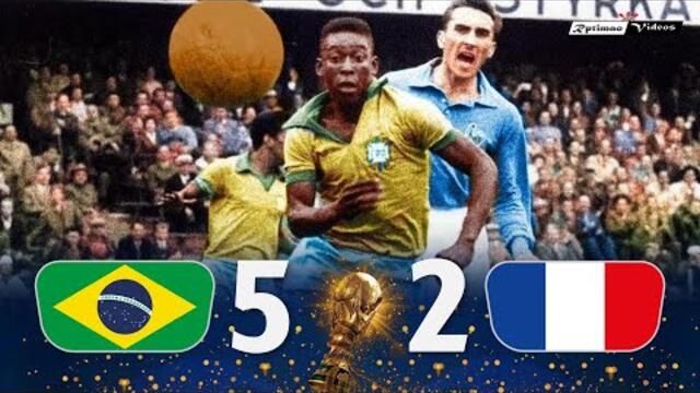 Brasil 5 x 2 France (Pelé Hat-trick) ● 1958 World Cup Semifinal Extended Goals & Highlights HD