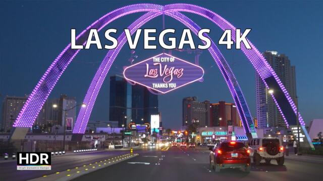 Driving Las Vegas 4K HDR - Sunset On The Strip - USA