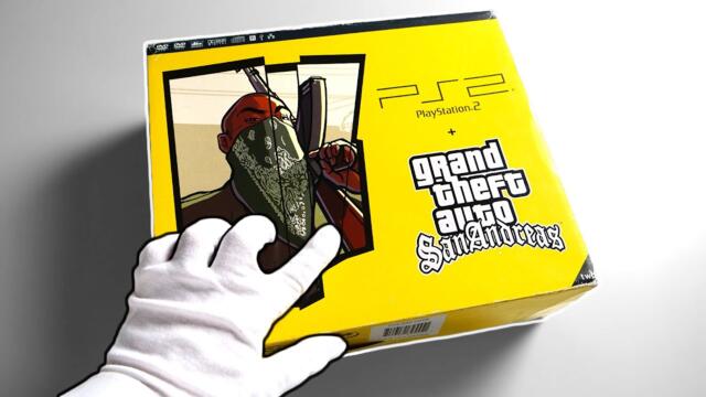 PS2 "GTA San Andreas" Console Unboxing + Definitive Edition Gameplay