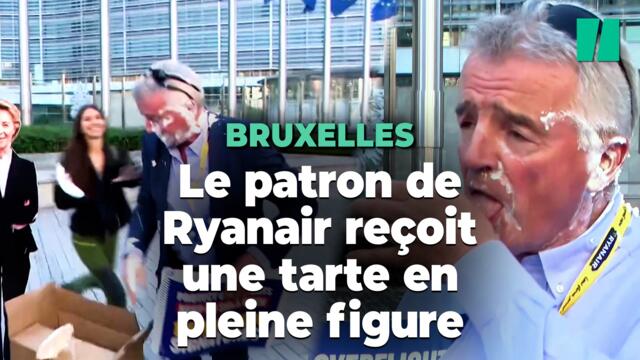 Le patron de Ryanair a reçu une tarte à la crème en pleine figure à Bruxelles