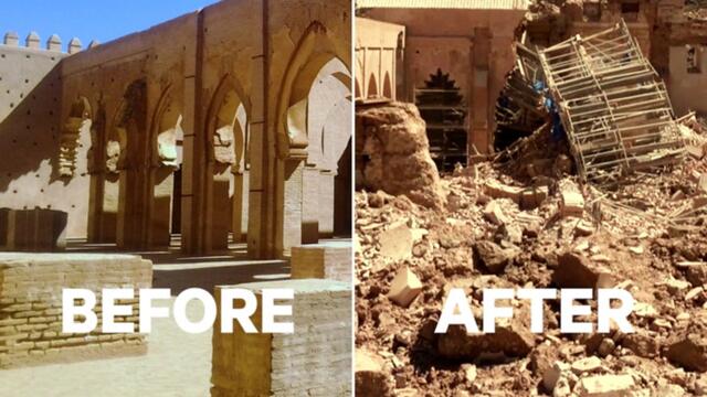 Before-and-after images show widespread devastation of Morocco earthquake