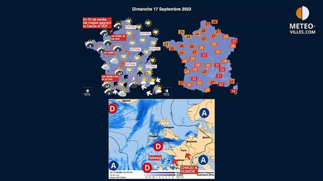 prévisions météo villes du dimanche 17 septembre 2023