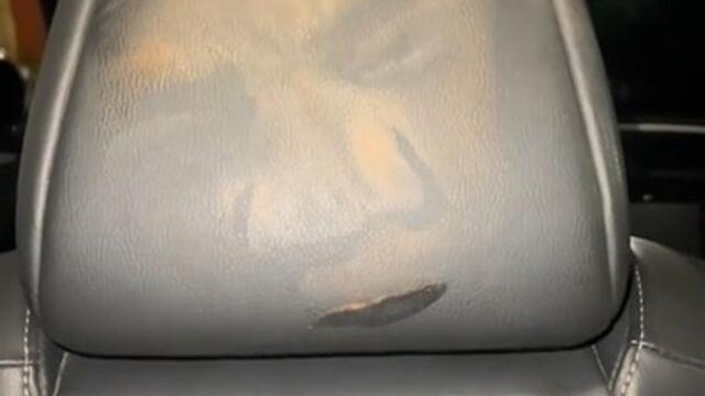 Woman Accidentally Leaves Makeup Impression on Back of Car Seat