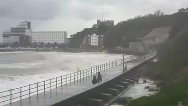 An 'idiotic dad' and two children coming dangerously close to being washed away in Folkestone