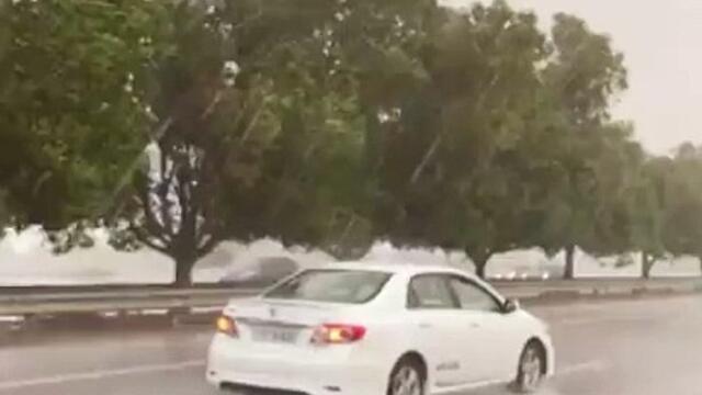 Hail on Sharjah road
