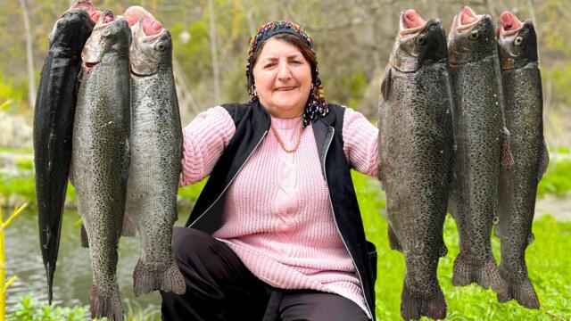Grandma's Incredible 8kg TROUT Catch & Cooking Method: Prepare to be Amazed!
