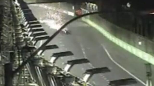 Bellagio CCTV shows moment Sainz’s Ferrari hits drain cover on Las Vegas F1 circuit
