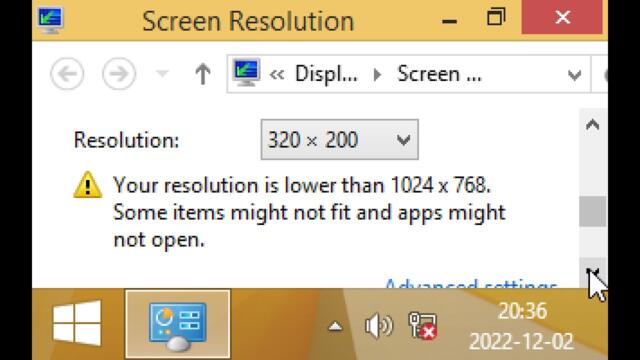 What happens if you set the resolution to 320x200 in different OSes?