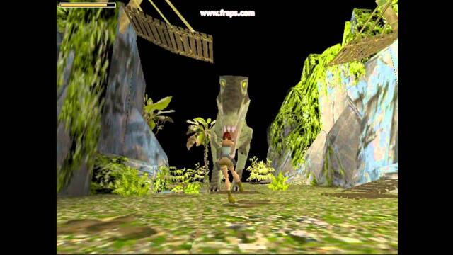 Tomb Raider 1 - Lost Valley - Lara Croft versus T-Rex (3dfx, in DOSBox)
