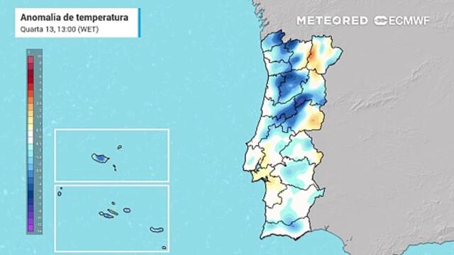 Próximos dias em Portugal com acentuado arrefecimento noturno e temperaturas diurnas normais