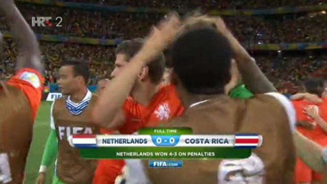 HRT: Nizozemska Kostarika 0:0 (4:3) jedanaesterci 6.7.2014. - četvrtfinale