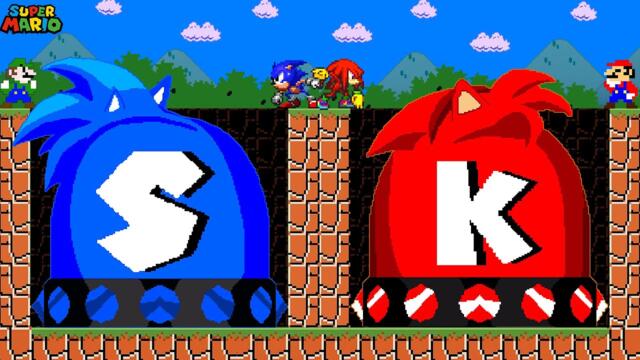 Can Team Mario Collect Ultimate SONIC - KNUCKLES Switch in New Super Mario Bros.Wii | Game Animation