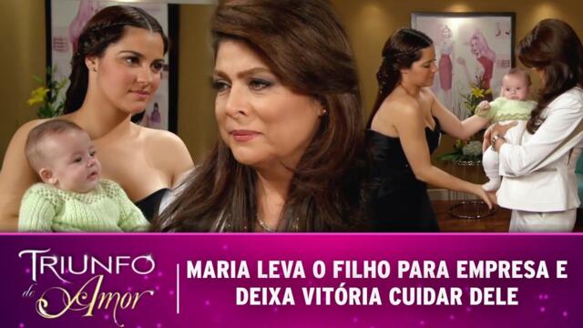 Triunfo do Amor - Maria leva o pequeno João Paulo á empresa e deixa Vitória passar um tempo com ele