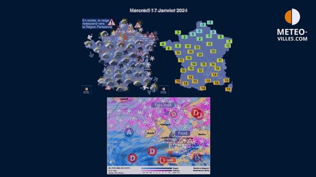 prévisions météo-villes du mardi 16 janvier 2024