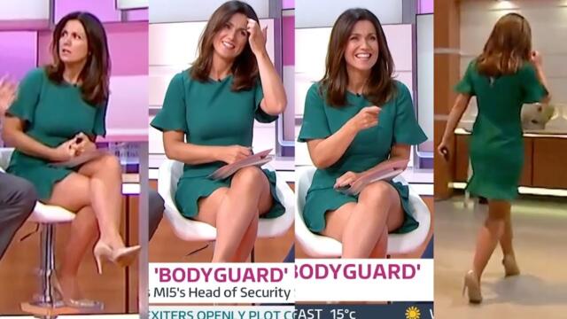 Susanna Reid Sexy Legs in Short Green Dress & Heels - ITVs Good Morning Britain