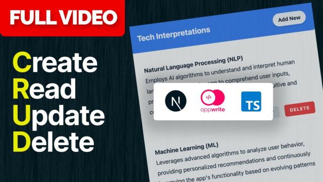 Master Next.js and AppWrite: Complete Guide to Building a CRUD Application [Full Tutorial]