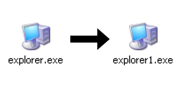 What happens if you rename explorer.exe in different versions of Windows?