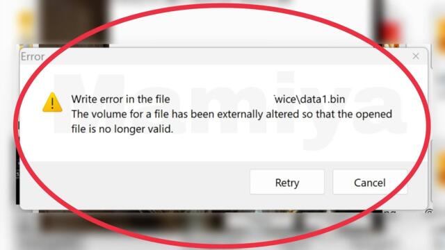 Pc Fix Write error in the file| The volume for a file has been externally altered so that the opened