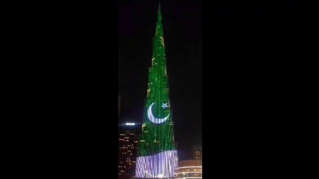 Burj Khalifa lights up with Pakistan flag on National Day