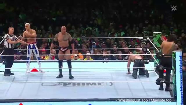 The Rock & Roman Reigns vs Cody Rhodes & Seth Rollins - WWE WrestleMania 40 Night 1 Full Match HD