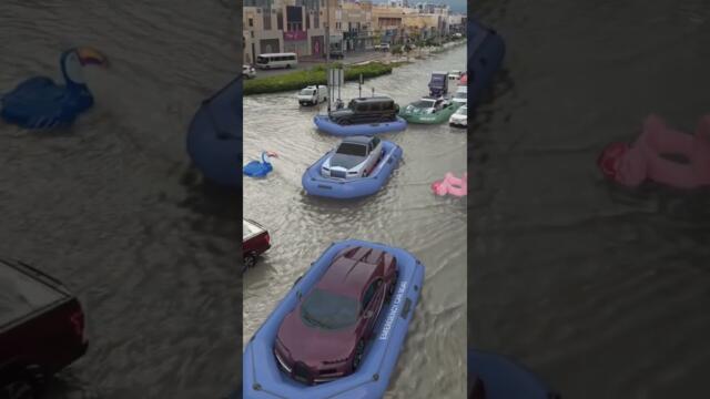 Dubai luxury anti-flood technologies 🚤 #dubai #uae #luxury #cars #bugatti #mercedes #lamborghini