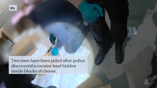 Two jailed after part of £17.2m cocaine haul found hidden inside blocks of cheese
