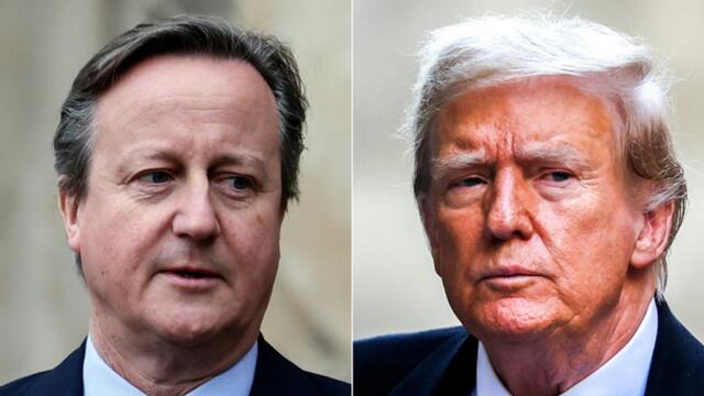 David Cameron laughs as he describes Donald Trump in two words following recent meeting