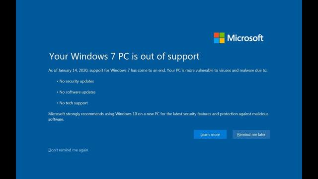 Every Windows End of Support message