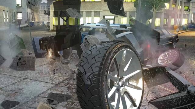 Smashing cars to pieces with damage x15 GTA 4
