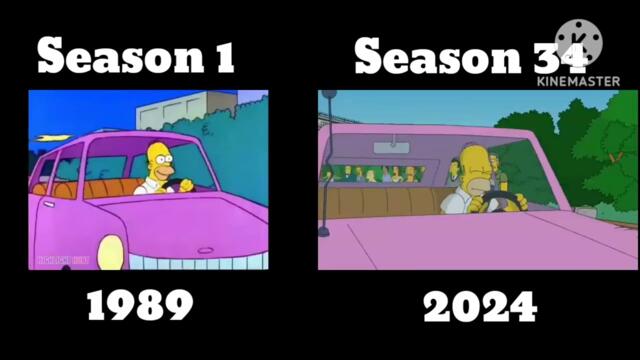 The simpsons Season 1 1989 Vs Season 34 2024