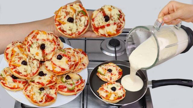 أسرع وألد ميني بيتزا سائلة في الخلاط بدون فرن بدون إختمار ولا عجن حضريها  لرمضان وتهناي pizza