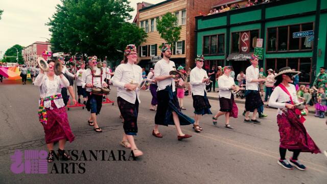 Nusantara Arts Balinese Baleganjur gamelan marching in Buffalo Pride Parade!  (Full Parade)